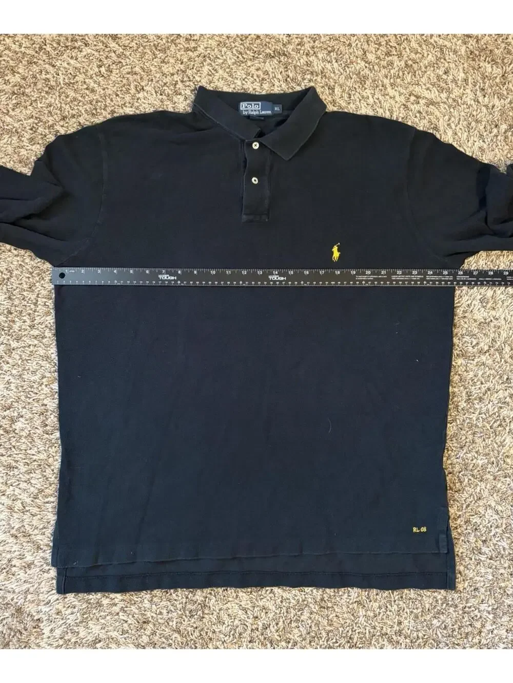 Polo Ralph Lauren RL08 Black Yellow Pony Long Sleeve Polo Shirt Men’s Size XL